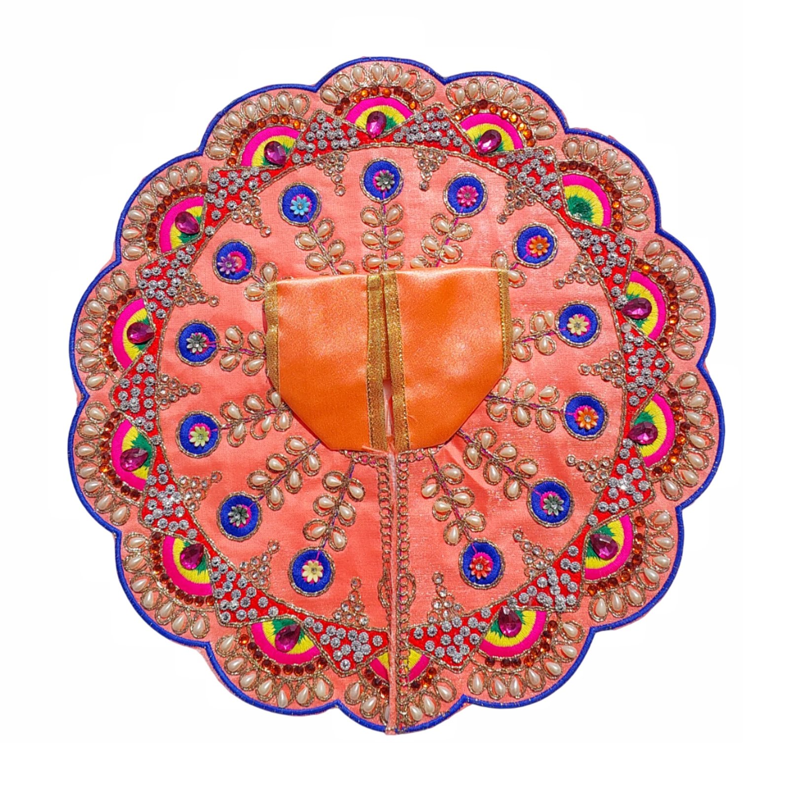 Designer Laddu Gopal Poshak – Premium Peach Decorative Dress for Thakur Ji