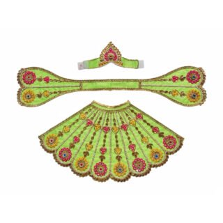 Mata Rani Designer Poshak – Premium Light Green Devotional Poshak with Crown for Maa Durga Idol