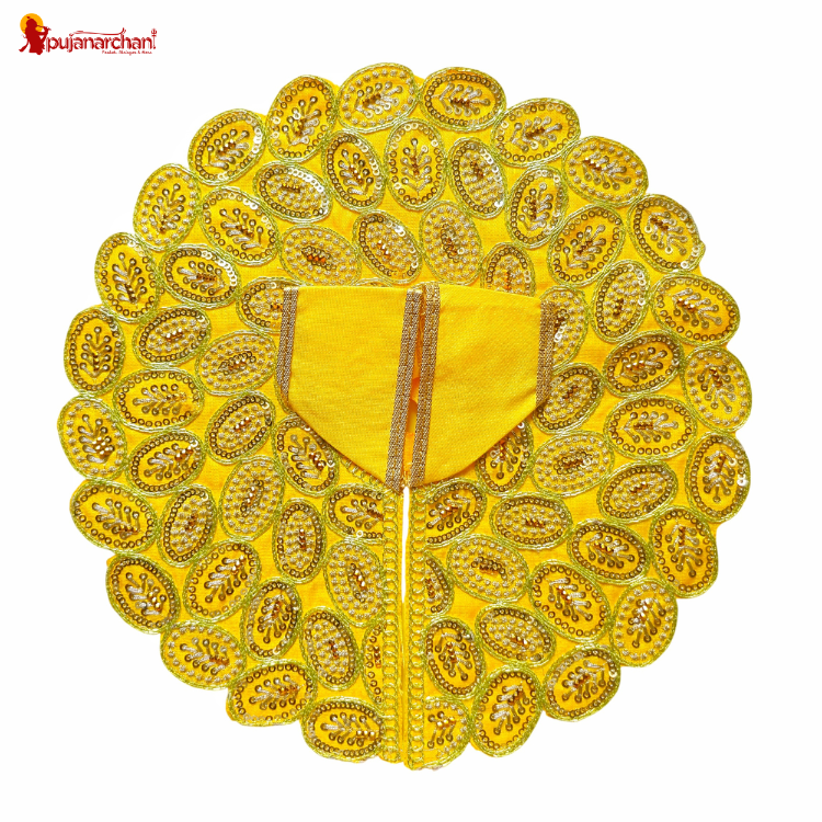 Designer Laddu Gopal Poshak – Premium Yellow Sitara Work Dress for Thakur Ji