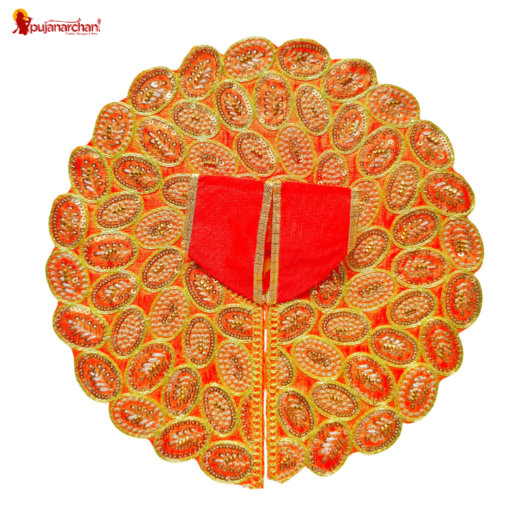 Designer Laddu Gopal Poshak – Premium Orange Sitara Work Dress for Thakur Ji