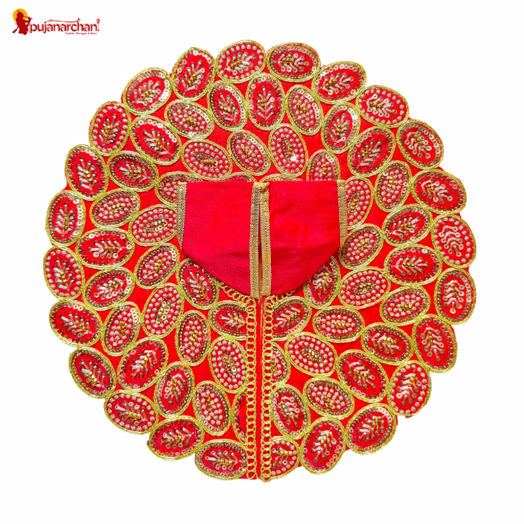 Designer Laddu Gopal Poshak – Premium Red Sitara Work Dress for Thakur Ji