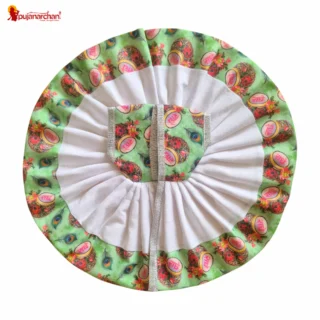 Cotton Plain Laddu Gopal Poshak – Multicolor Radhe Radhe Printed Dress for Thakur Ji