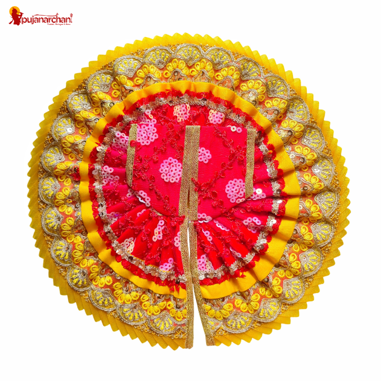 Designer Laddu Gopal Poshak – Premium Yellow Sitara Lace Work Dress for Thakur Ji