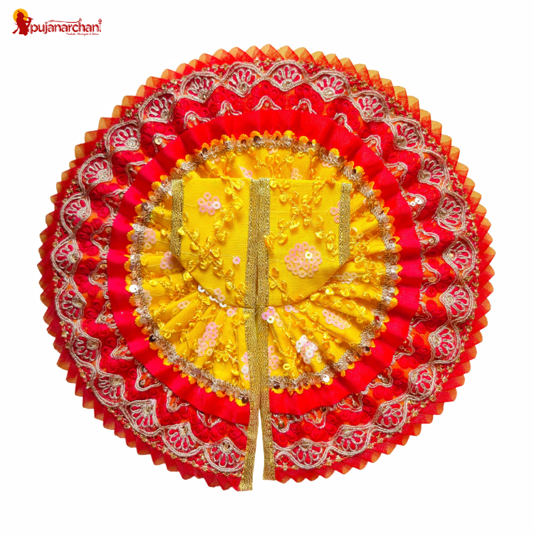 Designer Laddu Gopal Poshak – Premium Red Sitara Lace Work Dress for Thakur Ji