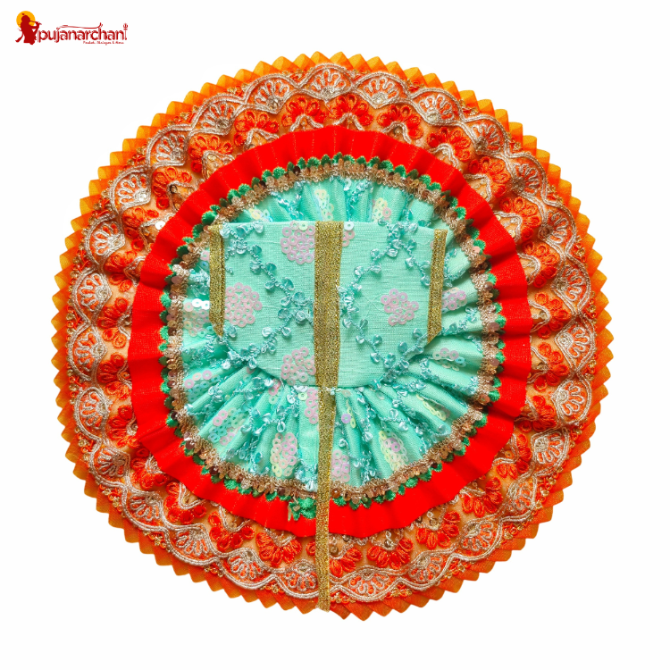 Designer Laddu Gopal Poshak – Premium Orange Sitara Lace Work Dress for Thakur Ji