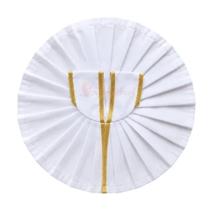 Plain White Laddu Gopal Poshak with Golden Lace Border for Daily Seva and Shringar