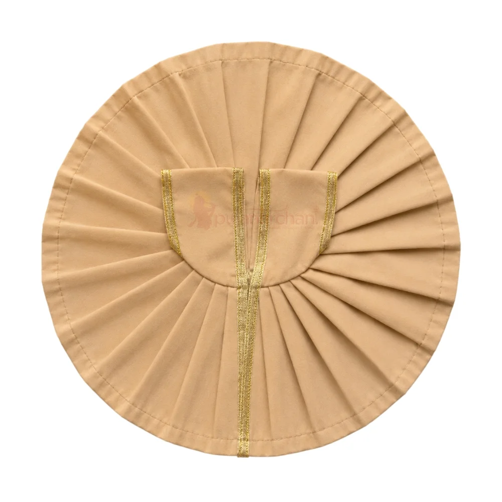 Plain Beige Laddu Gopal Poshak with Golden Lace Border for Daily Seva and Shringar