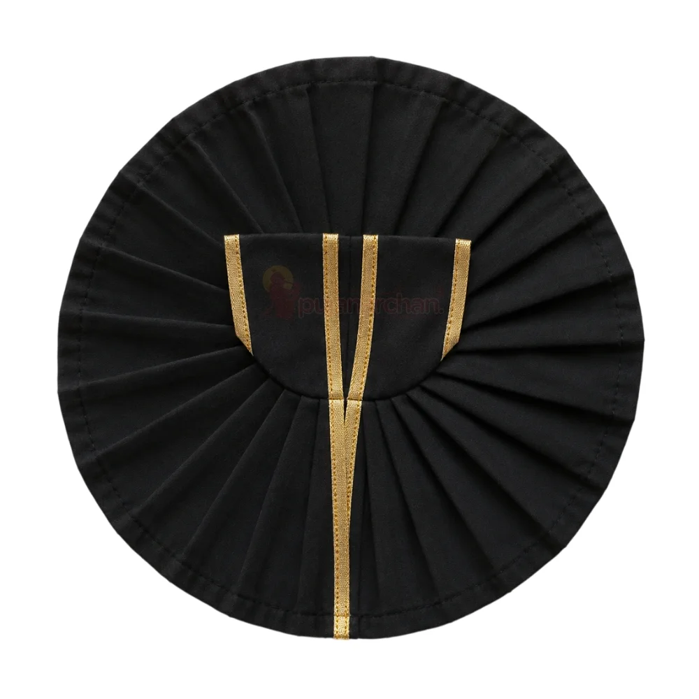 Plain Black Laddu Gopal Poshak with Golden Lace Border for Daily Seva and Shringar