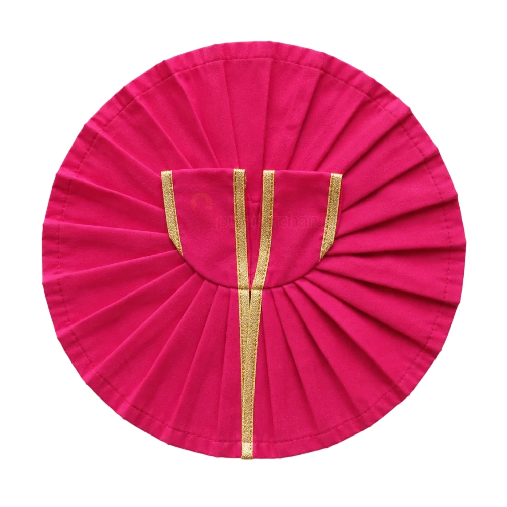 Plain Hot Pink Laddu Gopal Poshak with Golden Lace Border for Daily Seva and Shringar
