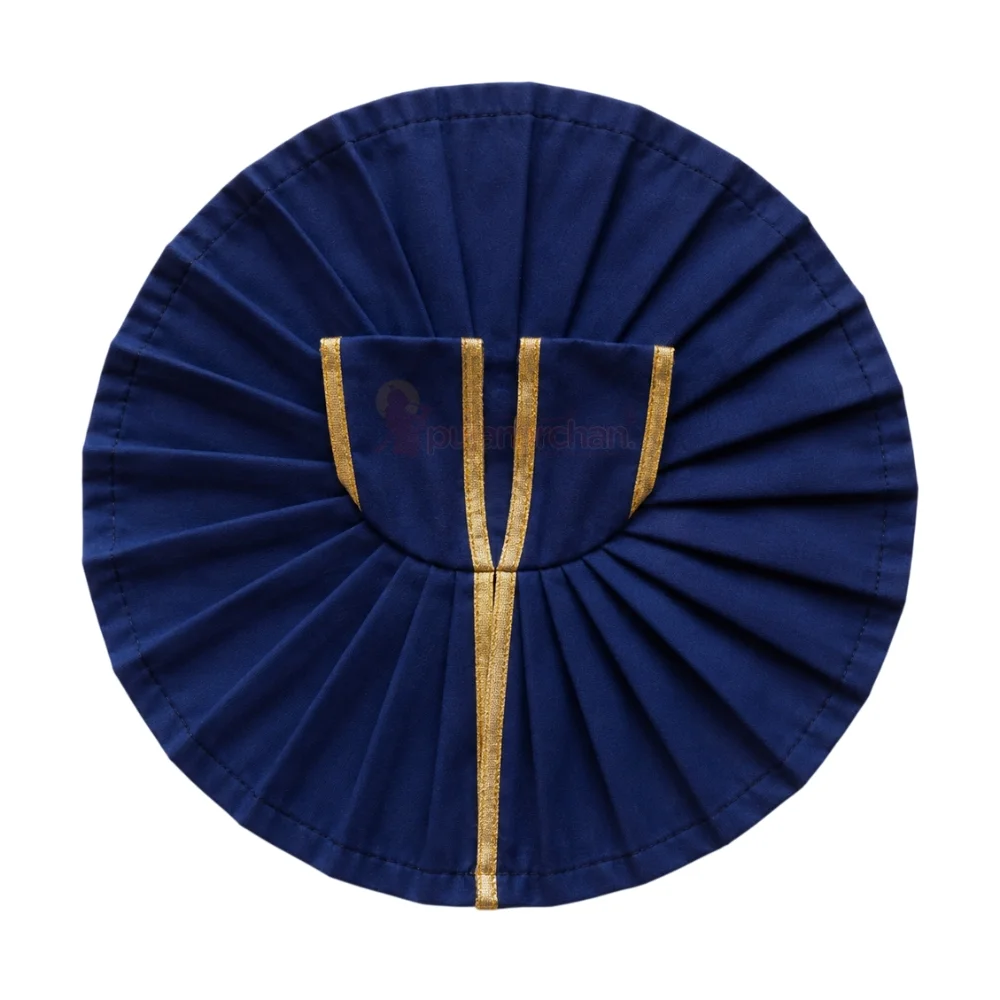 Plain Navy Blue Laddu Gopal Poshak with Golden Lace Border for Daily Seva and Shringar
