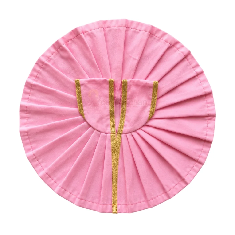 Plain Baby Pink Laddu Gopal Poshak with Golden Lace Border for Daily Seva and Shringar