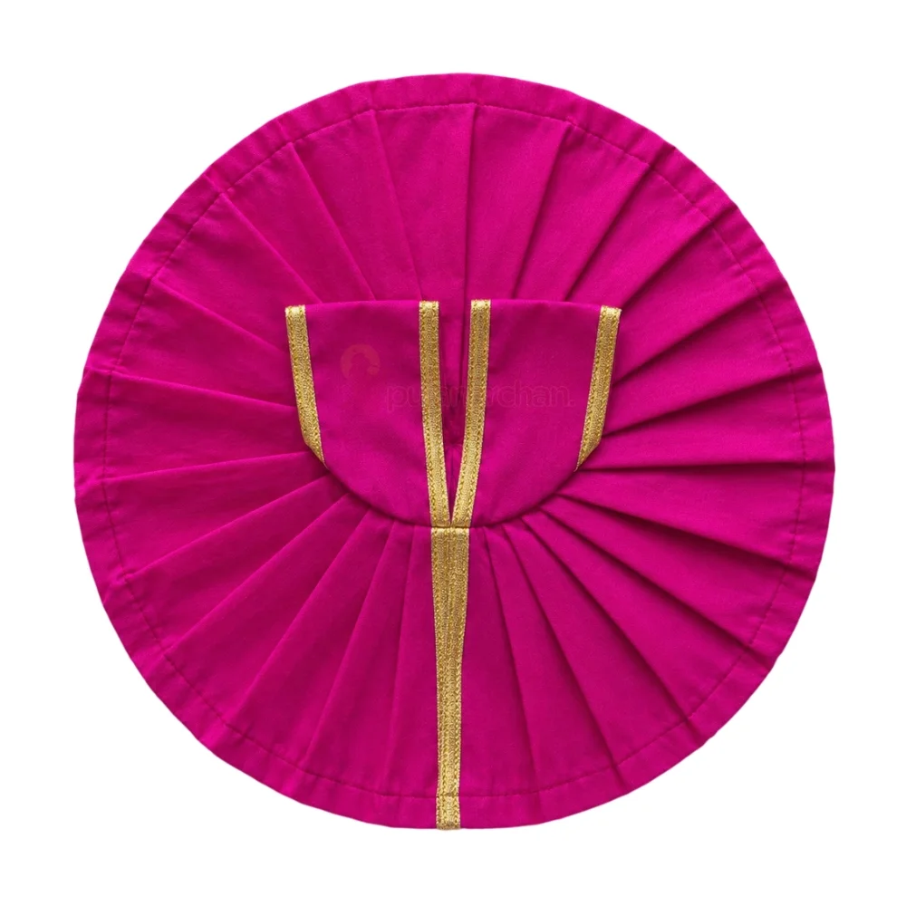 Plain Magenta Laddu Gopal Poshak with Golden Lace Border for Daily Seva and Shringar
