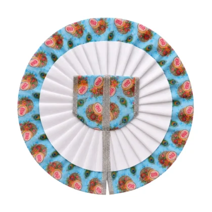 Radhe Radhe Printed Sky Blue Laddu Gopal Poshak for Daily Seva and Shringar