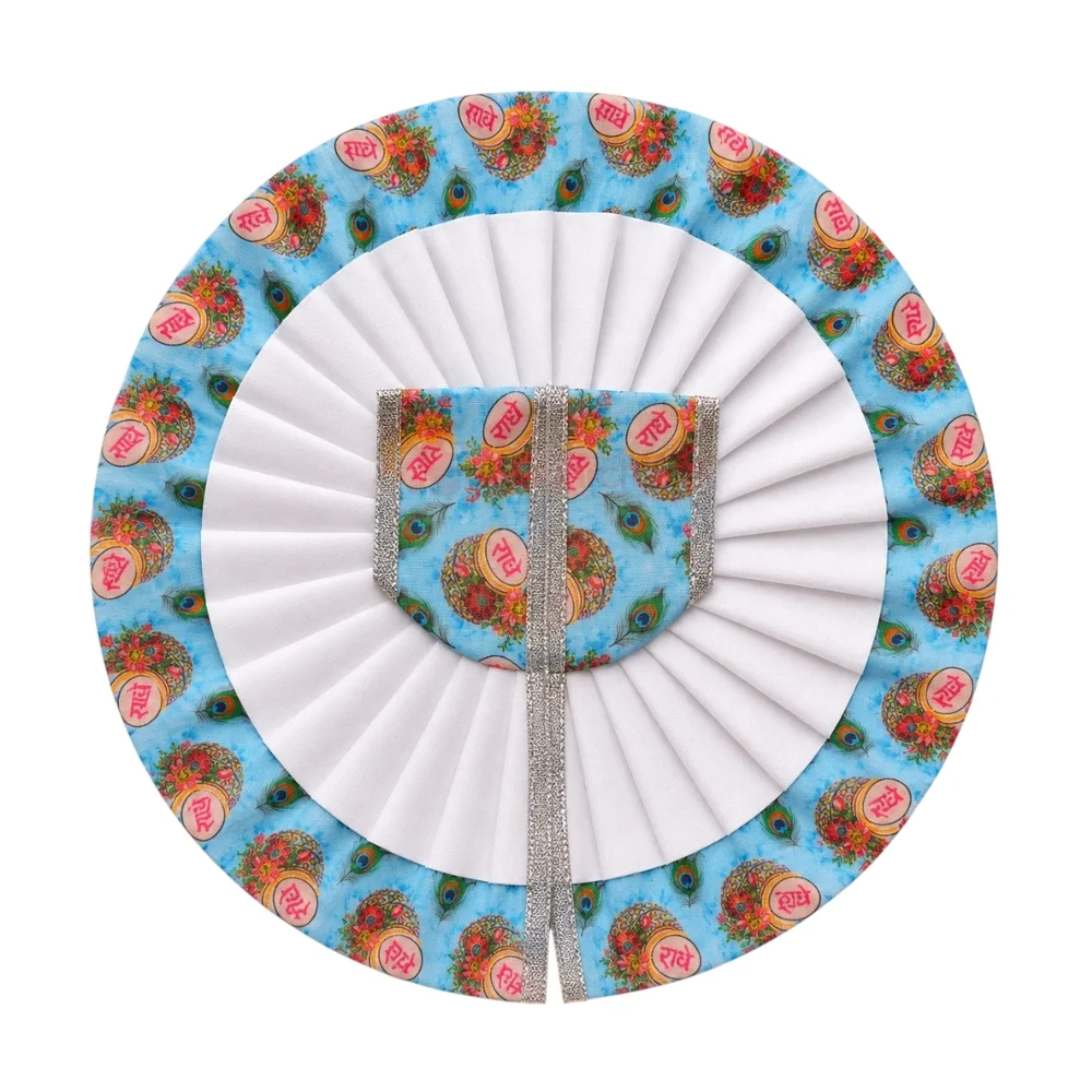 Radhe Radhe Printed Sky Blue Laddu Gopal Poshak for Daily Seva and Shringar