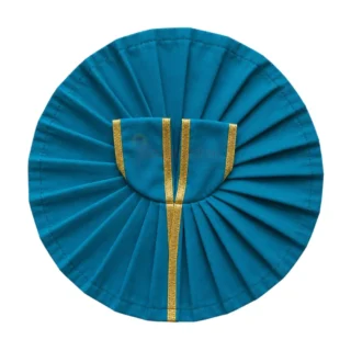 Plain Peacock Blue Laddu Gopal Poshak with Golden Lace Border for Daily Seva and Shringar