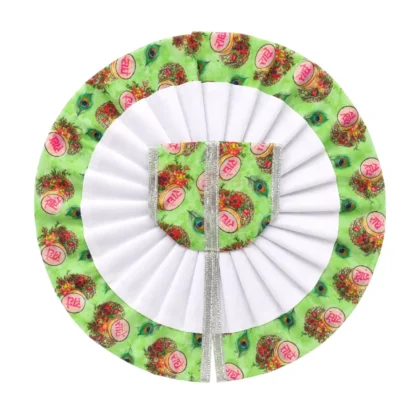Radhe Radhe Printed Parrot Green Laddu Gopal Poshak for Daily Seva and Shringar