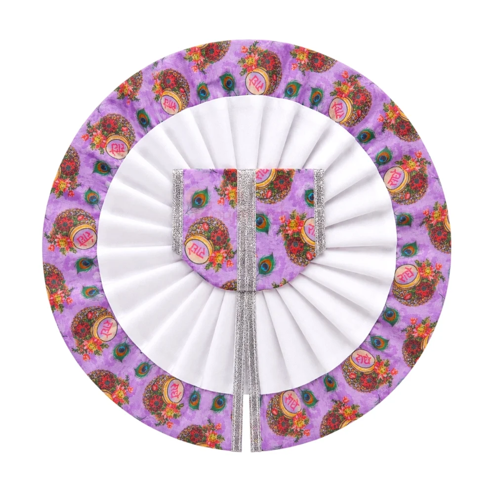 Radhe Radhe Printed Lavender Laddu Gopal Poshak for Daily Seva and Shringar
