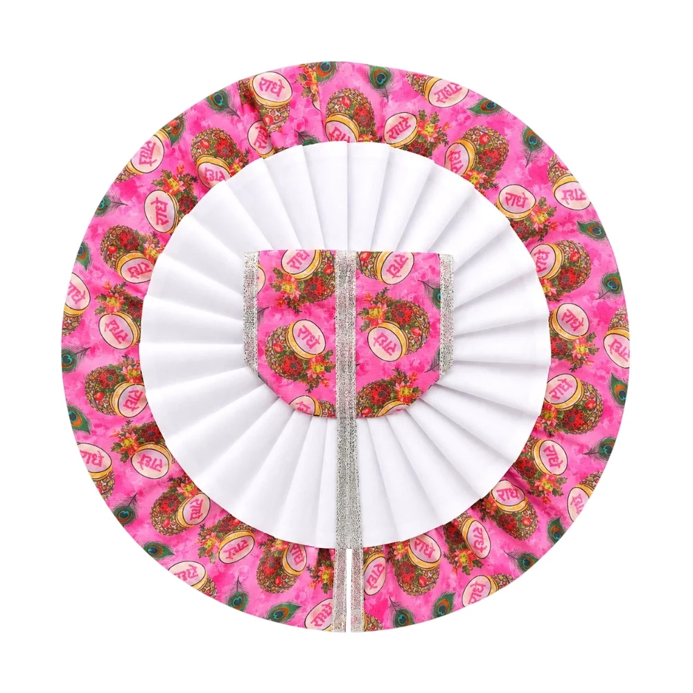 Radhe Radhe Printed Rani Pink Laddu Gopal Poshak for Daily Seva and Shringar