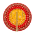 Premium Yellow & Red Designer Laddu Gopal Poshak with Sequin Work and Heavy Golden Lace