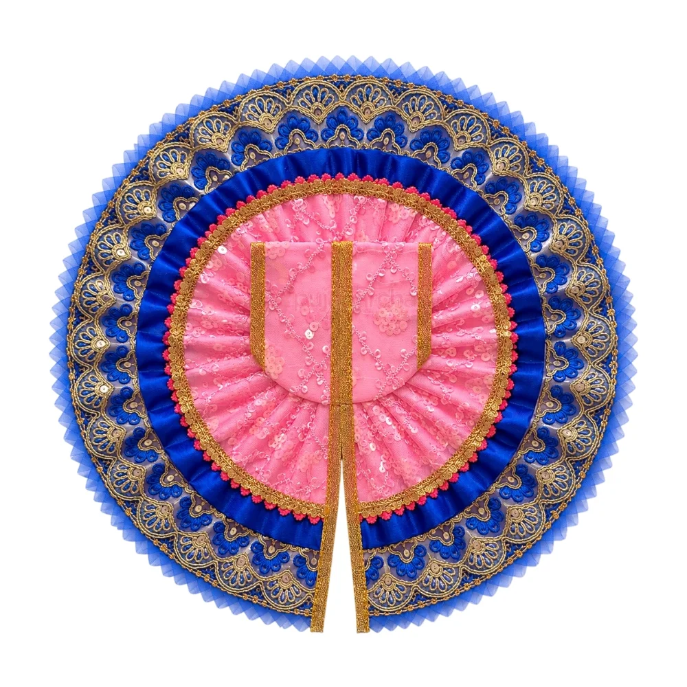 Premium Baby Pink & Royal Blue Designer Laddu Gopal Poshak with Sequin Work and Heavy Golden Lace
