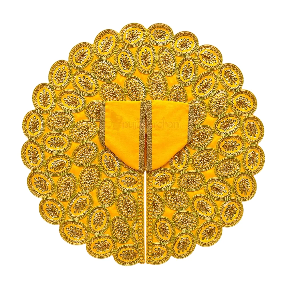 Premium Yellow Heavy Embroidered Laddu Gopal Poshak with Golden Lace Work for Daily Seva & Janmashtami