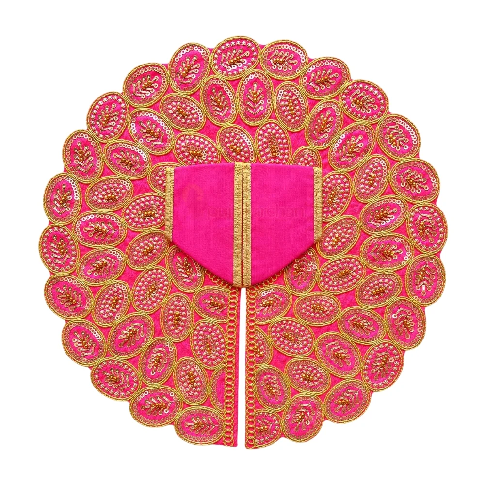 Premium Magenta Heavy Embroidered Laddu Gopal Poshak with Golden Lace Work for Daily Seva & Janmashtami