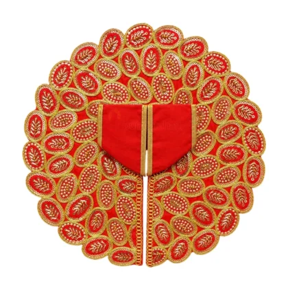 Premium Red Heavy Embroidered Laddu Gopal Poshak with Golden Lace Work for Daily Seva & Janmashtami