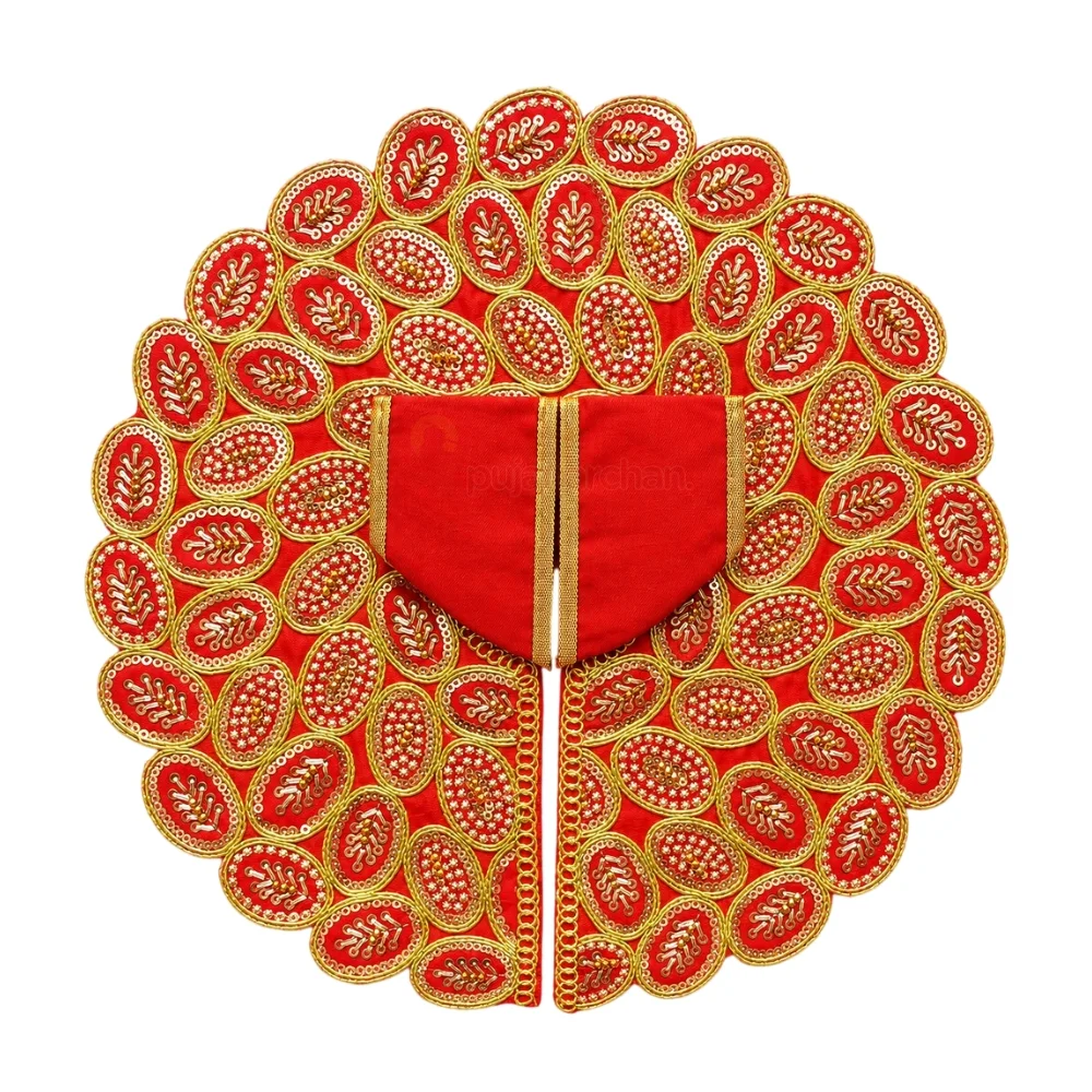 Premium Red Heavy Embroidered Laddu Gopal Poshak with Golden Lace Work for Daily Seva & Janmashtami
