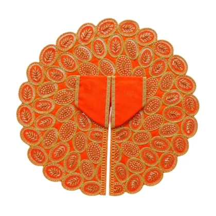 Premium Orange Heavy Embroidered Laddu Gopal Poshak with Golden Lace Work for Daily Seva & Janmashtami