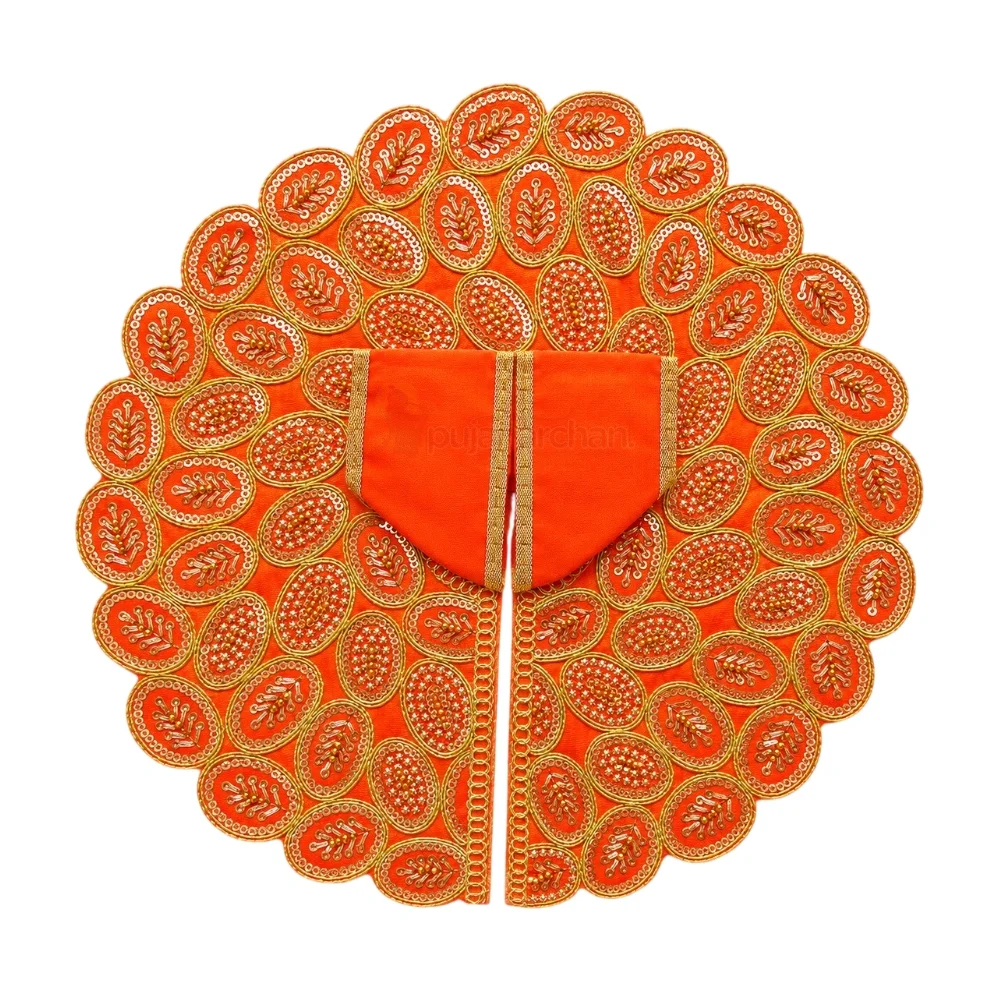 Premium Orange Heavy Embroidered Laddu Gopal Poshak with Golden Lace Work for Daily Seva & Janmashtami