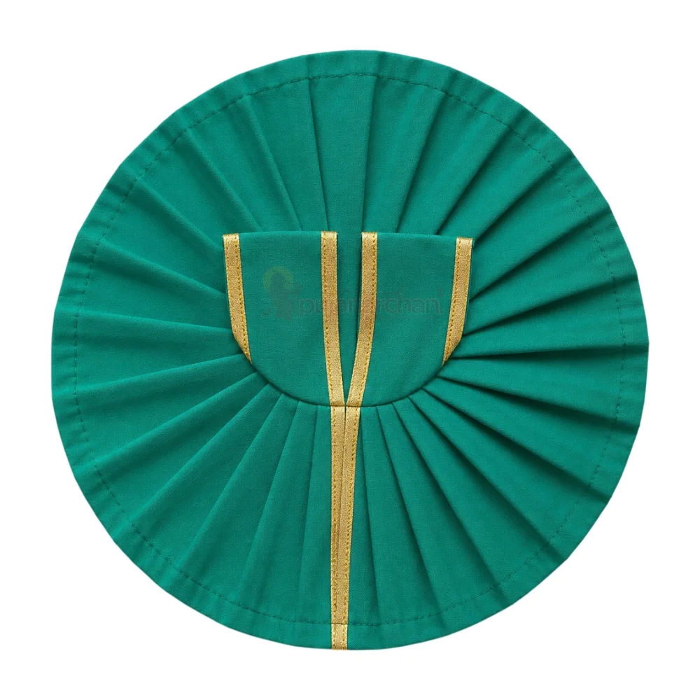 Plain Teal Green Laddu Gopal Poshak with Golden Lace Border for Daily Seva and Shringar