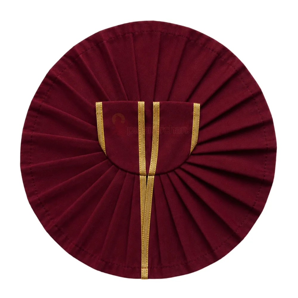 Plain Maroon Laddu Gopal Poshak with Golden Lace Border for Daily Seva and Shringar