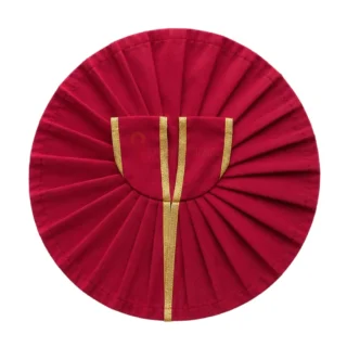 Plain Red Laddu Gopal Poshak with Golden Lace Border for Daily Seva and Shringar