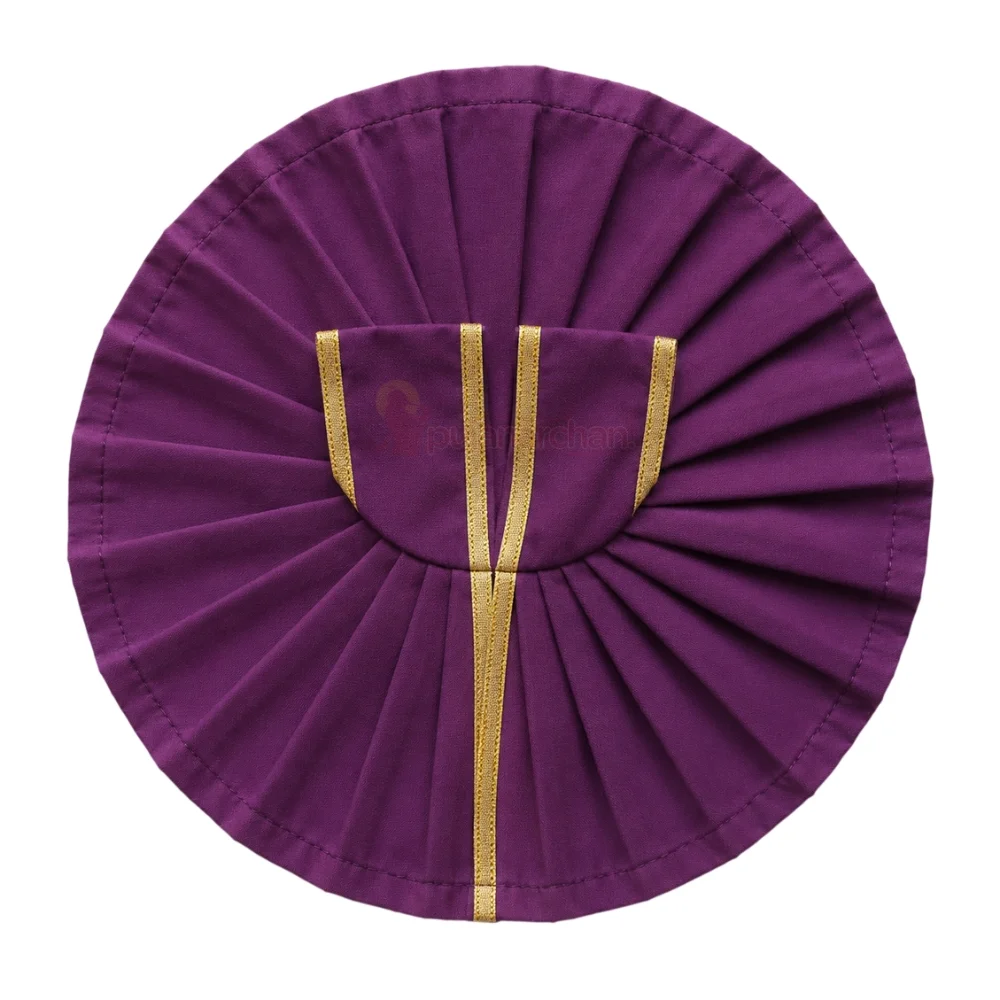 Plain Purple Laddu Gopal Poshak with Golden Lace Border for Daily Seva and Shringar