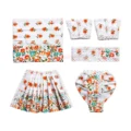 Premium White Floral Cotton Radha Krishna Poshak Set with Floral Print and Lace Border