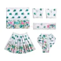 Premium White Floral Cotton Radha Krishna Poshak Set with Floral Print and Lace Border