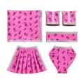 Pink Floral Cotton Radha Krishna Poshak Set with Silver Lace Border for Radha Krishna Idol