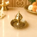 Premium pure brass agardan incense stick holder with detachable multi-hole holder and ash catcher plate for home temple, meditation and daily worship.