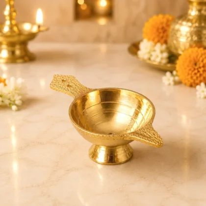 Premium pure brass pooja diya for home temple, aarti, daily worship and festivals.