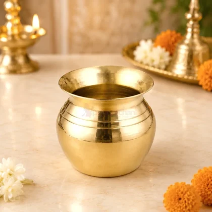 Premium pure brass pooja lota for Gangajal, Jal Abhishek, Kalash Sthapana, home temple, daily worship and religious ceremonies.