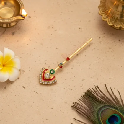 Decorative bansuri for Laddu Gopal | Krishna Shringar for idol decoration and temple use
