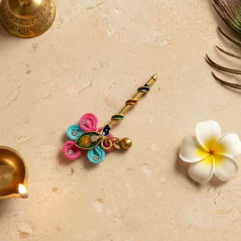 Decorative bansuri for Laddu Gopal | Krishna Shringar for idol decoration and temple use