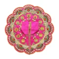 Premium Designer Magenta Satin Laddu Gopal Poshak with Crystal Stone Work, Pearl Work, Multicolor Embroidery and Hand Embroidery for Krishna Shringar