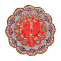 Premium Designer Red Satin Laddu Gopal Poshak with Crystal Stone Work, Pearl Work, Multicolor Embroidery and Hand Embroidery for Krishna Shringar