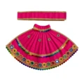Premium Designer Magenta Satin Mata Rani Lehenga Patka Poshak with Paisley Embroidery and Multicolor Mirror Work for Mata Rani idol shringar