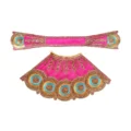 Premium Designer Magenta Satin Mata Rani Lehenga Patka Poshak with Zari Dori Work, Circular Embroidery and Hand Embroidery for Mata Rani Idol Shringar