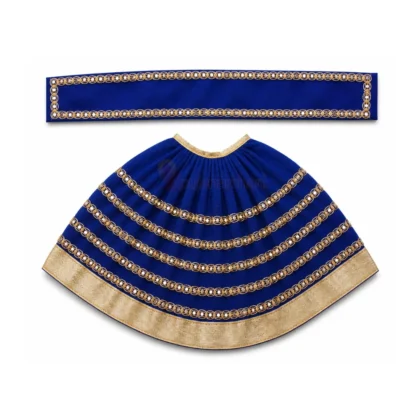 Designer Navi Blue Mata Rani Lehenga Patka Poshak with Golden Gota Lace Work for idol shringar and temple decoration