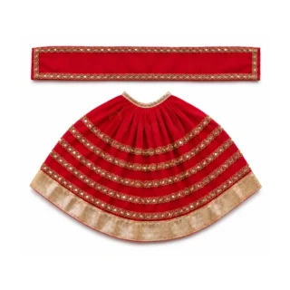 Designer Red Mata Rani Lehenga Patka Poshak with Golden Gota Lace Work for idol shringar and temple decoration