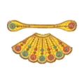 Premium Designer Yellow Satin Mata Rani Lehenga Patka Poshak with Floral Zardosi Work, Pearl Work and Matching Mukut for Mata Rani Idol Shringar