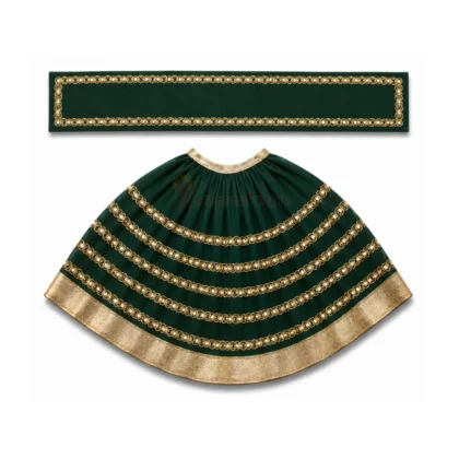 Designer Bottle Green Mata Rani Lehenga Patka Poshak with Golden Gota Lace Work for idol shringar and temple decoration